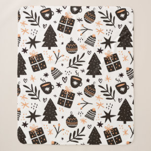 Manta Sherpa Patrón de Navidades blancos y negros