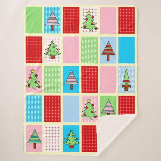 Manta Sherpa Patrón de Navidades coloridos (Anverso)