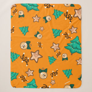 Manta Sherpa Patrón de navidades con velas, Tangerinesbackgroup