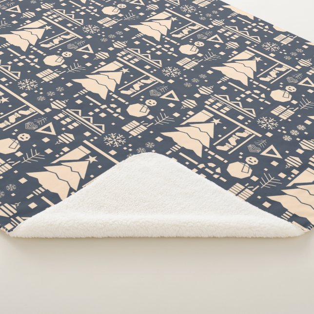 Manta Sherpa Patrón de Navidades geométricos - Diseño moderno (3/4)