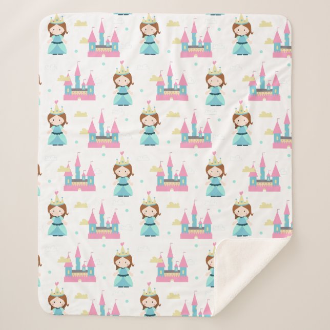 Manta Sherpa Patrón de niñas bebés princesas (Anverso)