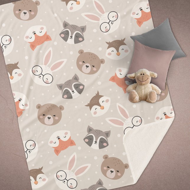 Manta Sherpa Patrón de niños animales de bosque (Subido por el creador)
