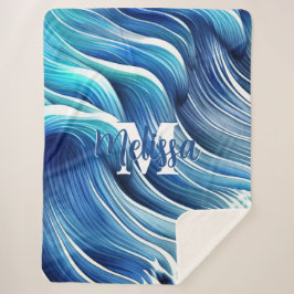 Manta Sherpa Patrón de onda azul