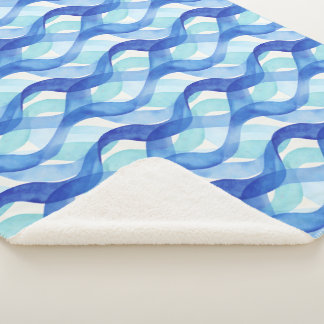 Manta Sherpa Patrón de onda de acuarela de flujo oceánico
