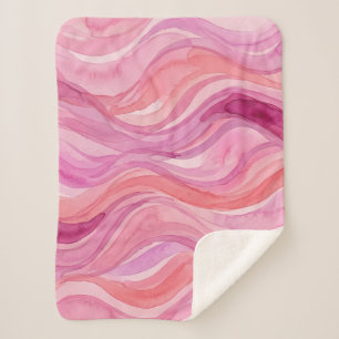Manta Sherpa Patrón de ondas de acuarela rosa