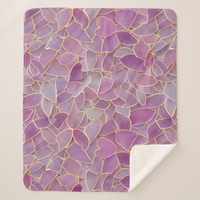 Manta Sherpa Patrón de oro y de hojas púrpura (Anverso)