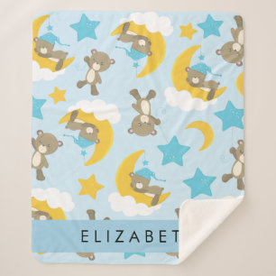 Manta Sherpa Patrón De Osos, Osos De Teddy, Estrellas, Tu Nombr