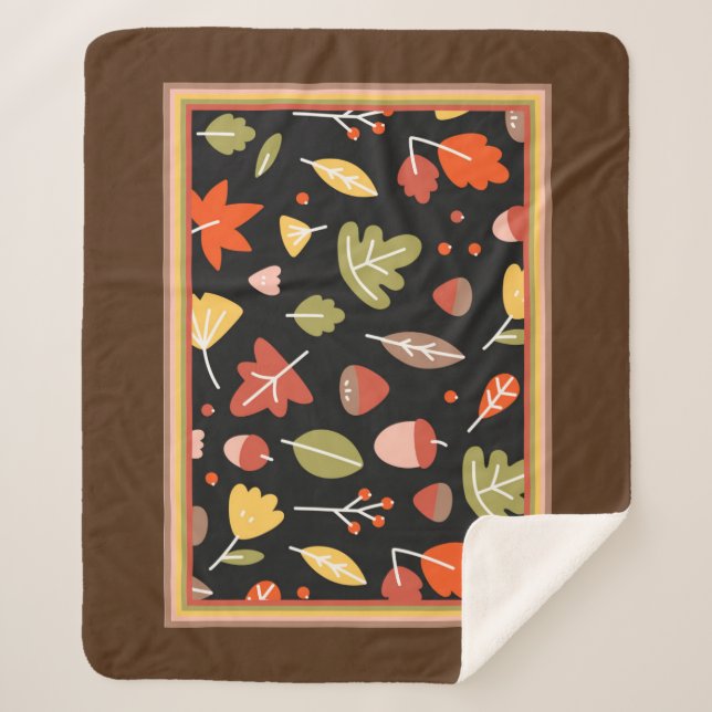 Manta Sherpa Patrón de otoño colorido (Anverso)