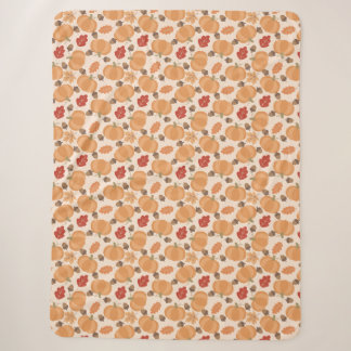 Manta Sherpa Patrón de otoño con calabazas, bellotas y hojas