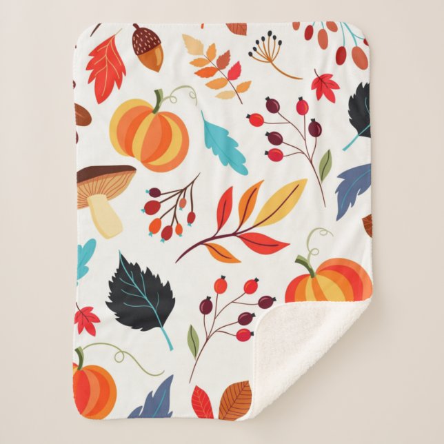 Manta Sherpa Patrón de otoño Sherpa Blanket (Anverso)