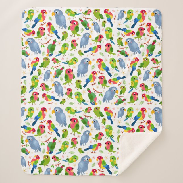 Manta Sherpa Patrón de pájaros de época, patrón de paracaídas c (Anverso)