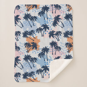 Manta Sherpa Patrón de palmeras de verano sin soldadura,palmera