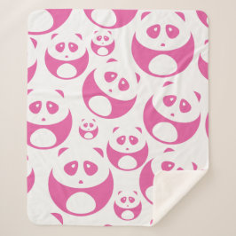 Manta Sherpa Patrón de Panda Blanco y Rosa para el bebé Kawaii