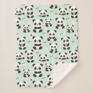 Manta Sherpa Patrón de Panda lúdico
