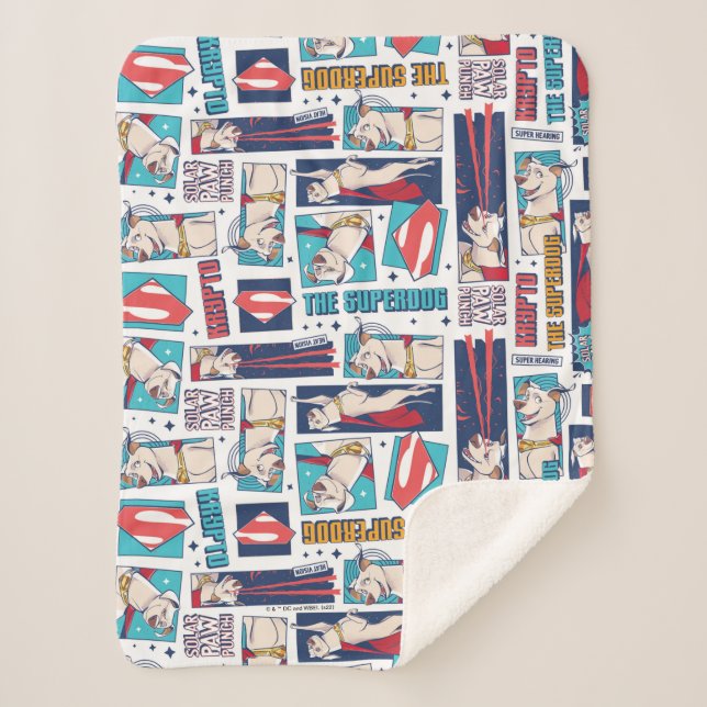 Manta Sherpa Patrón de panel cómico de Krypto (Anverso)