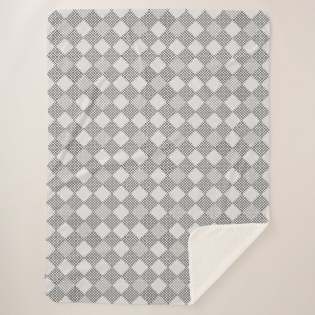 Manta Sherpa Patrón de parches de verificación 01 w Offwhite BG (Anverso)