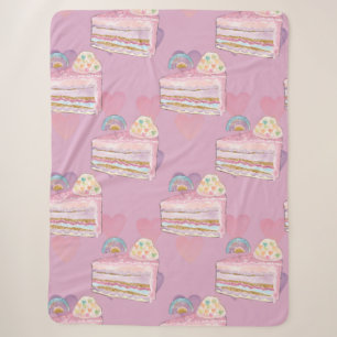 Manta Sherpa Patrón de pastel de arcoiris de Kawaii - Púrpura P