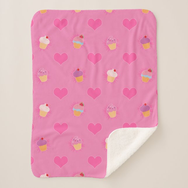 Manta Sherpa Patrón de pastel rosa (Anverso)