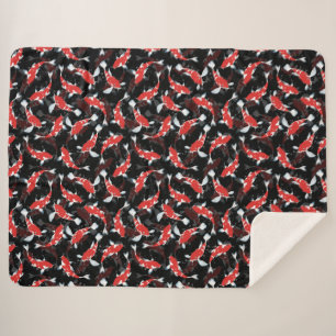 Manta Sherpa Patrón de peces de Koi Rojo