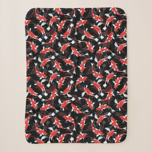 Manta Sherpa Patrón de peces koi rojos (Anverso)