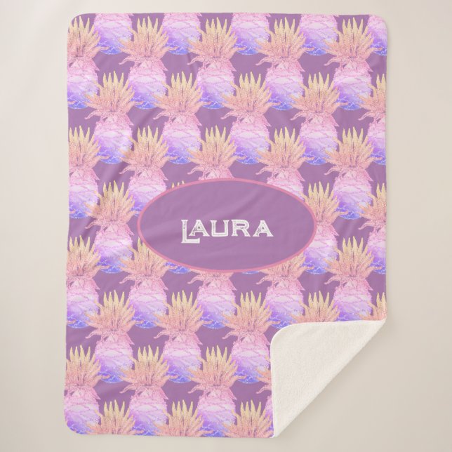 Manta Sherpa Patrón de piña divertida (Anverso)