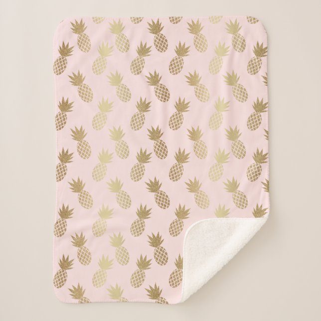 Manta Sherpa Patrón de piña dorada (Anverso)