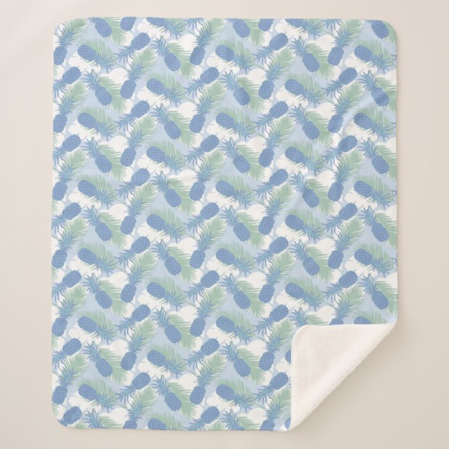 Manta Sherpa Patrón de piña Pastel Tropical (Anverso)