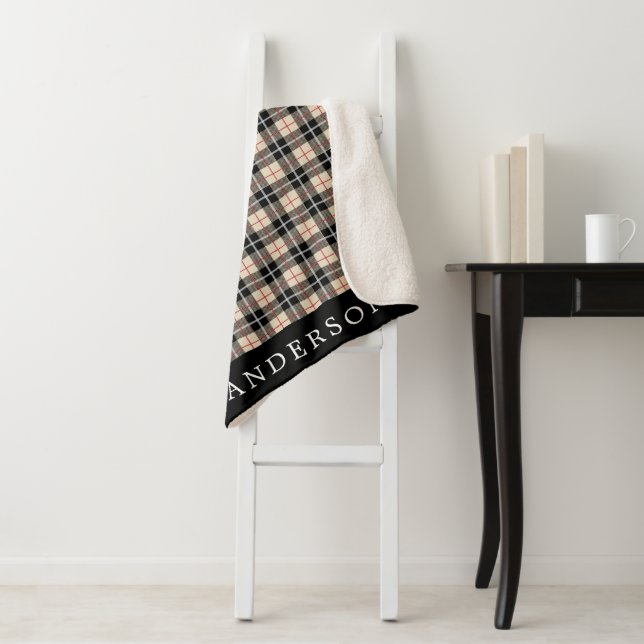 Manta Sherpa Patrón de plaid personalizado de Thompson Camel Ta (In situ)