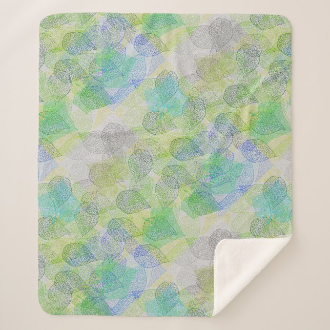 Manta Sherpa Patrón de plantas A02.b Sale de LGrey BG (Anverso)