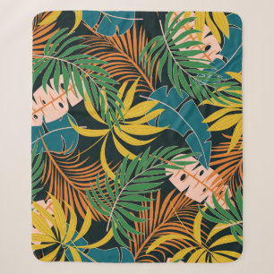 Manta Sherpa Patrón de plantas brillantes tropicales de verano