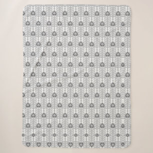 Manta Sherpa Patrón de pluma ornamental gris negro