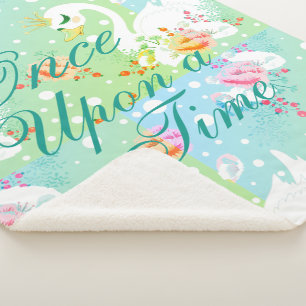 Manta Sherpa Patrón de Princesa Cisne Personalizado "Érase una 