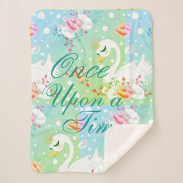Manta Sherpa Patrón de Princesa Cisne Personalizado "Érase una 
