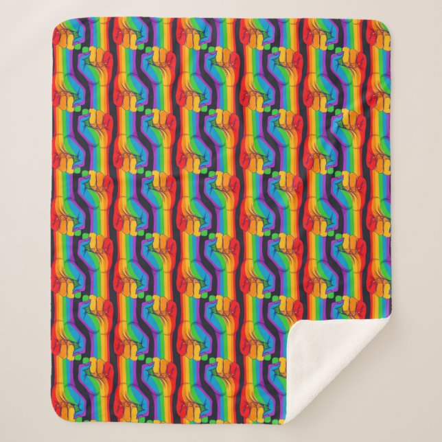 Manta Sherpa Patrón de puño arco iris (Anverso)