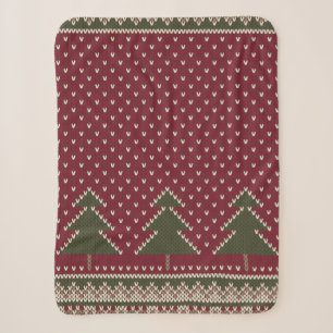Manta Sherpa Patrón de punto con árboles de navidad