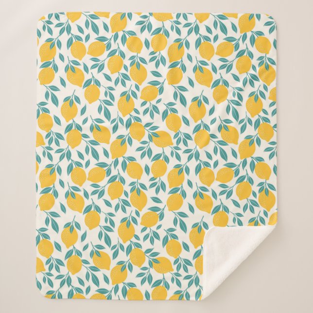 Manta Sherpa Patrón de ramas de limón dulce (Anverso)