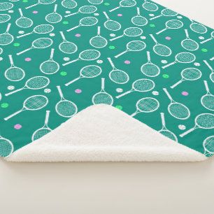 Manta Sherpa Patrón de raqueta de tenis Verde
