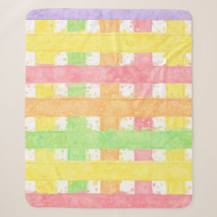 Manta Sherpa Patrón de Raya Tejida con Acuarela Pastel