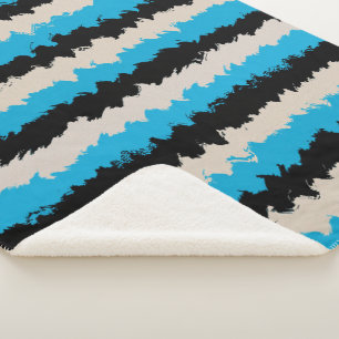 Manta Sherpa Patrón de rayas abstractas de gris azul negro