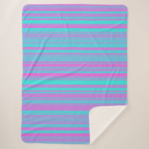 Manta Sherpa Patrón de rayas azules púrpura rosadas