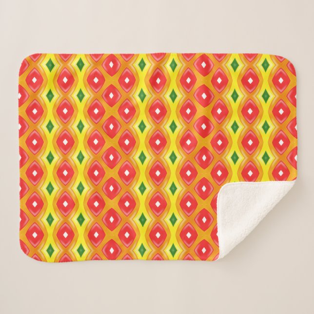 Manta Sherpa Patrón de rayas de diamante retro colorido (Anverso (horizontal))