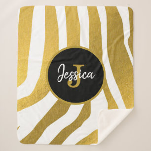 Manta Sherpa Patrón de rayas de impresión Faux Gold Zebra