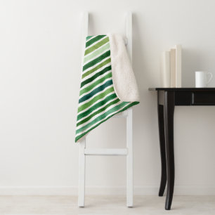 Manta Sherpa Patrón de rayas de pintura verde