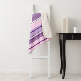 Manta Sherpa Patrón de rayas mixtas Rosa Púrpura Blanco