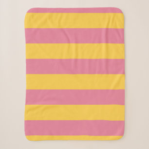 Manta Sherpa Patrón de rayas verticales rosa y amarillo vibrant
