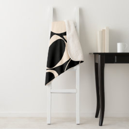 Manta Sherpa Patrón de resumen de crema negra de estilo moderno