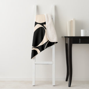 Manta Sherpa Patrón de resumen de crema negra de estilo moderno