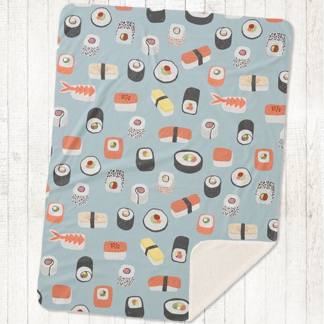 Manta Sherpa Patrón de rollo Sushi Nigiri Maki (Japanese sushi sherpa fleece blanket)