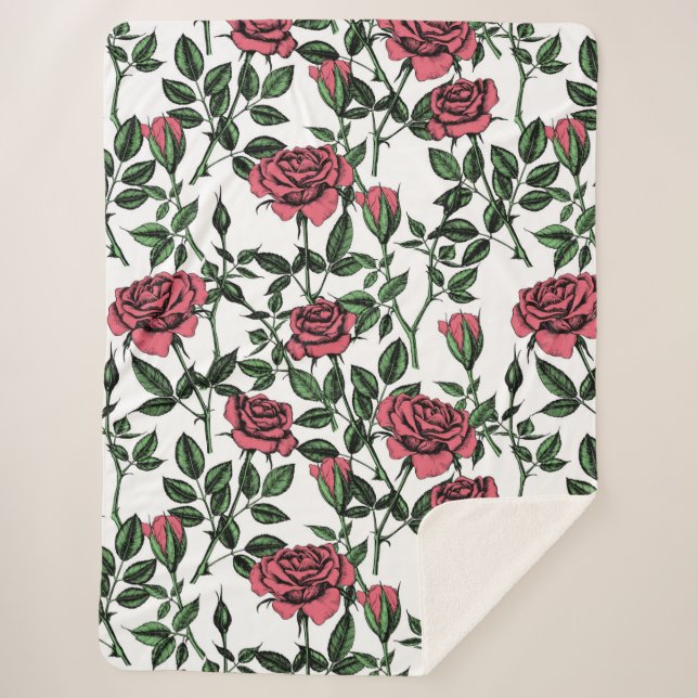 Manta Sherpa patrón de rosas (Anverso)