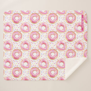 Manta Sherpa Patrón de salpicadura de donut rosado Sherpa Tirar